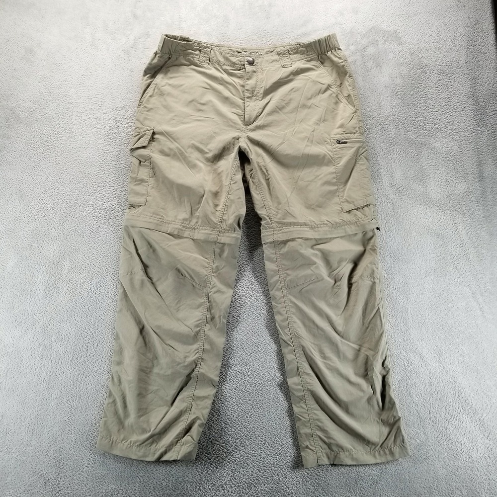 Columbia Pants Mens 38x30 Beige Convertible Cargo Hiking Zip Off Omni Shade